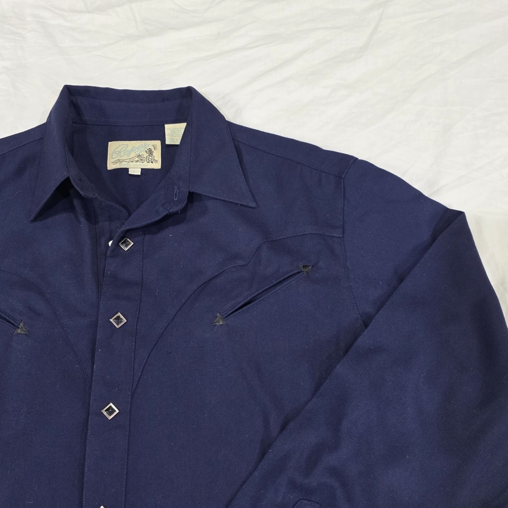 Roper Western Button Up Long Sleeve Shirt w/Welt Pockets, Diamond Shape Snaps. L